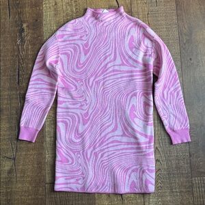 Y2K GB Girls Pink and White Swirl Sweater Dress sz 8/10